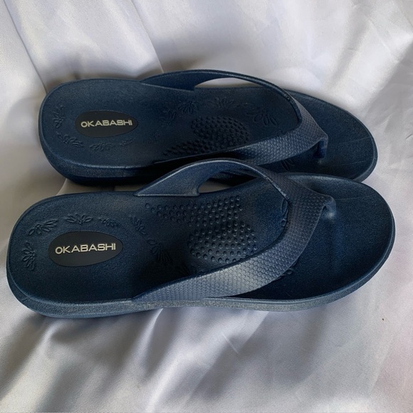 Okabashi Support Sandals Flip Flops Women's Dark Navy Blue Medium/Large - Picture 2 of 11